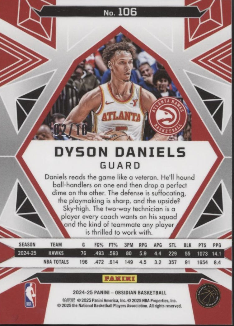 Dyson Daniels 2024-25 Panini Obsidian Electric Etch Molten Mojo Flood 02/10 #106