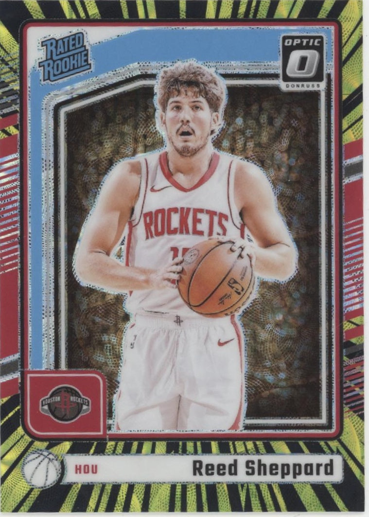 Reed Sheppard 2024-25 Panini Donruss Optic Rated Rookie Black Gold Scope RC /75