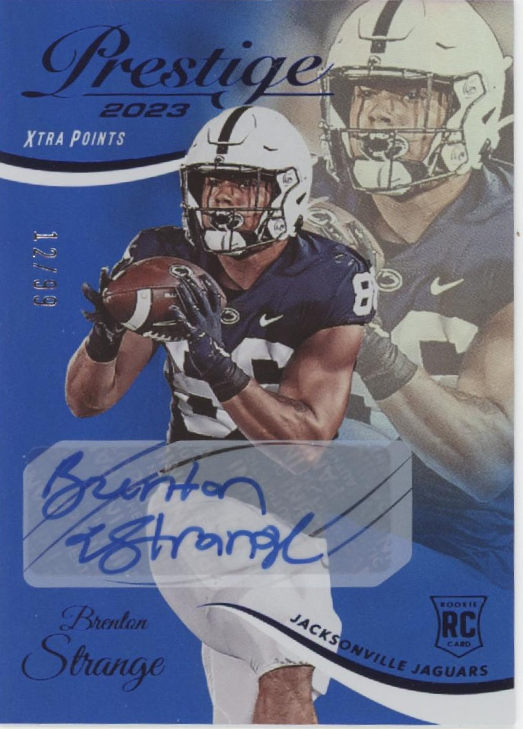 Brenton Strange 2023 Panini Prestige Xtra Points Blue RC Auto 12/99 #306