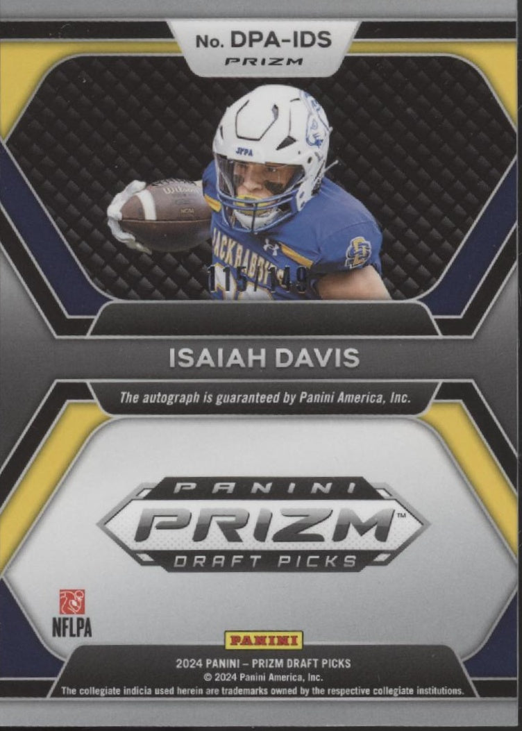 Isaiah Davis 2024 Panini Prizm Draft Picks Blue Prizm RC Auto 115/149 #DPA-IDS