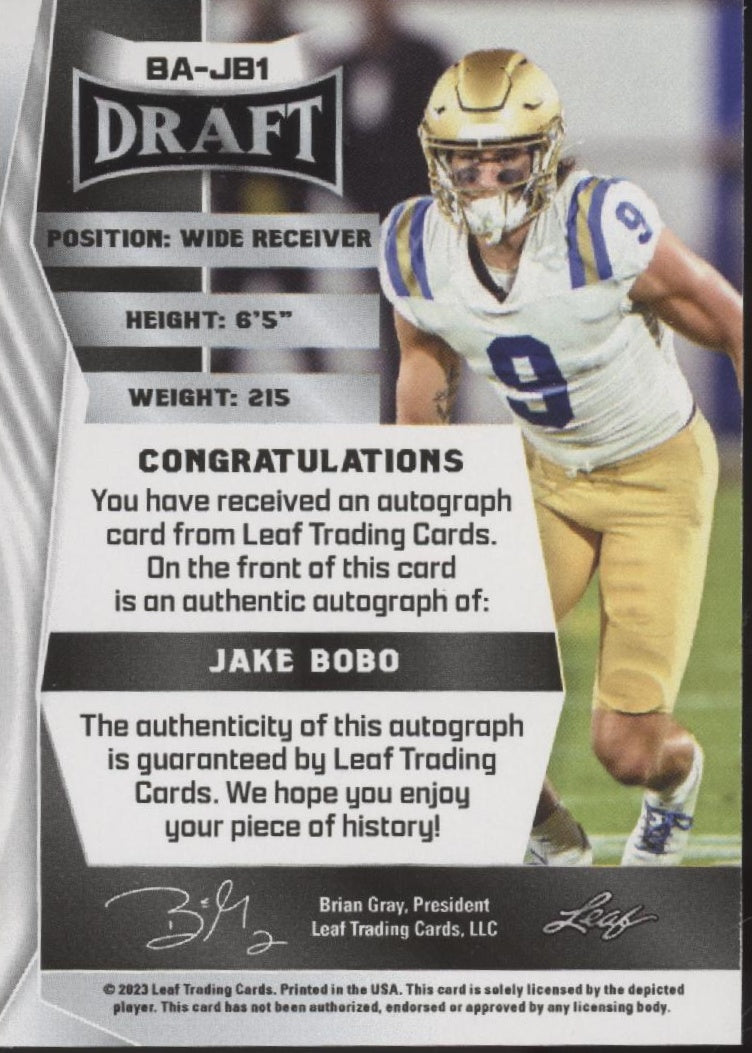 Jake Bobo 2023 Leaf Draft Red RC Auto #BA-JB1