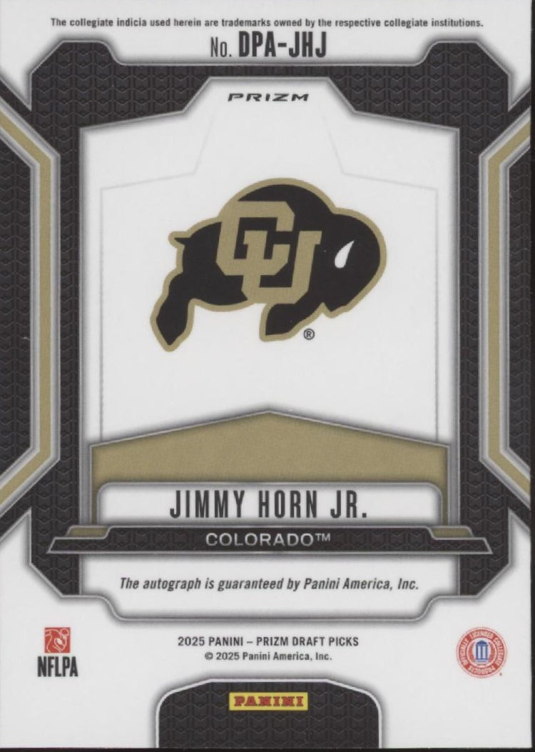 Jimmy Horn Jr. 2025 Panini Prizm Draft Picks Prizm RC Auto #DPA-JHJ