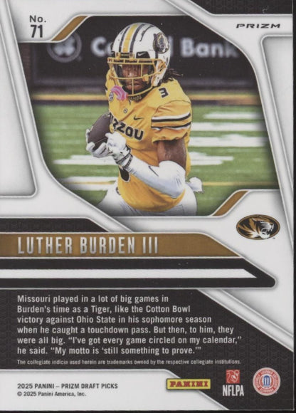 Luther Burden III 2025 Panini Prizm Draft Picks Prizm RC #71