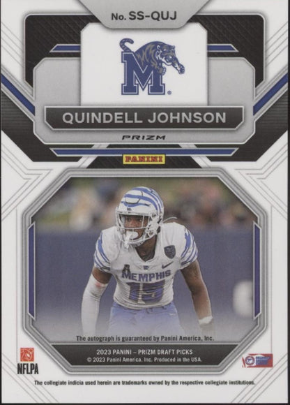 Quindell Johnson 2023 Prizm Draft Picks Sensational Gold Ice Prizm Auto #SS-QUJ