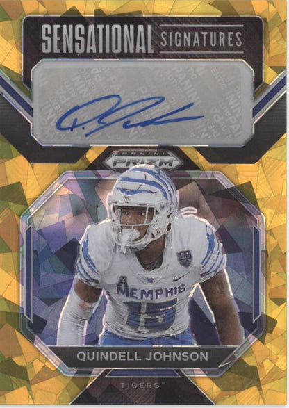 Quindell Johnson 2023 Prizm Draft Picks Sensational Gold Ice Prizm Auto #SS-QUJ