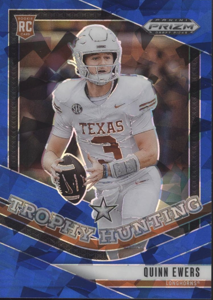 Quinn Ewers 2025 Prizm Draft Picks Trophy Hunting Blue Ice Prizm RC 115/149 #16