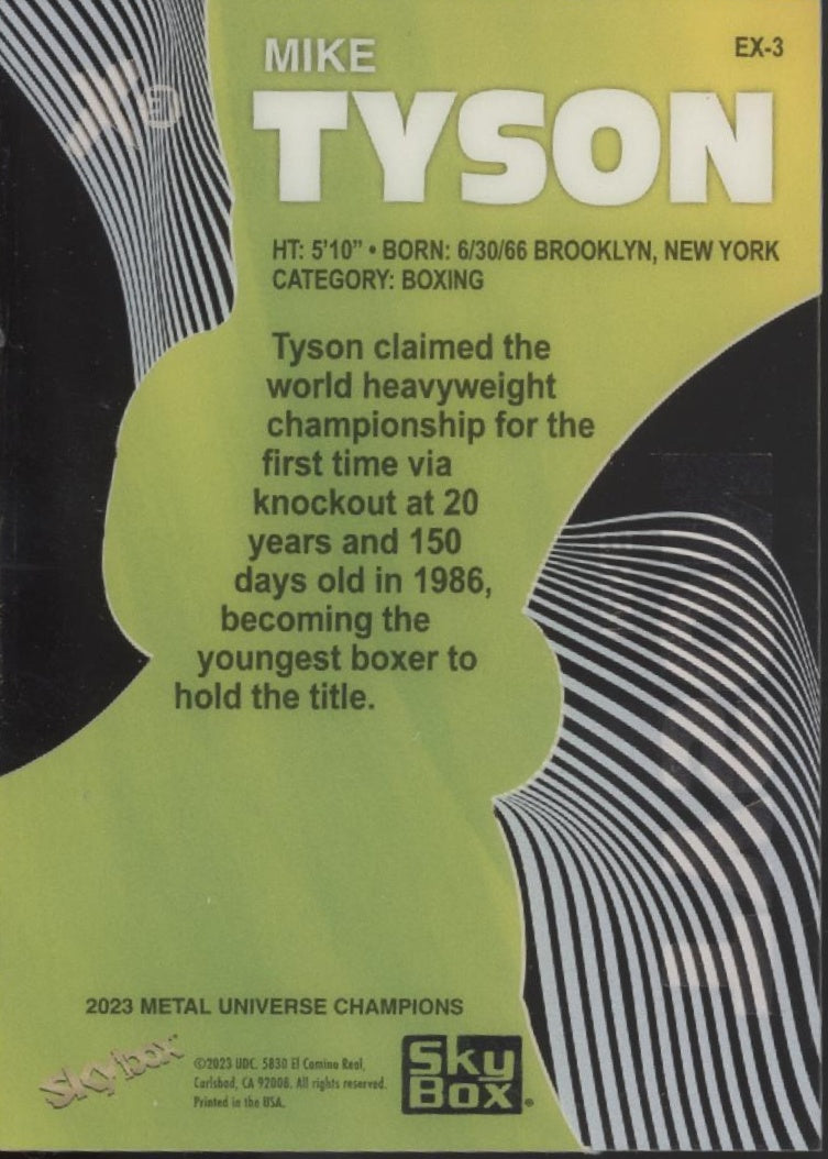 Mike Tyson 2023 Skybox Metal Universe Champions #EX-3