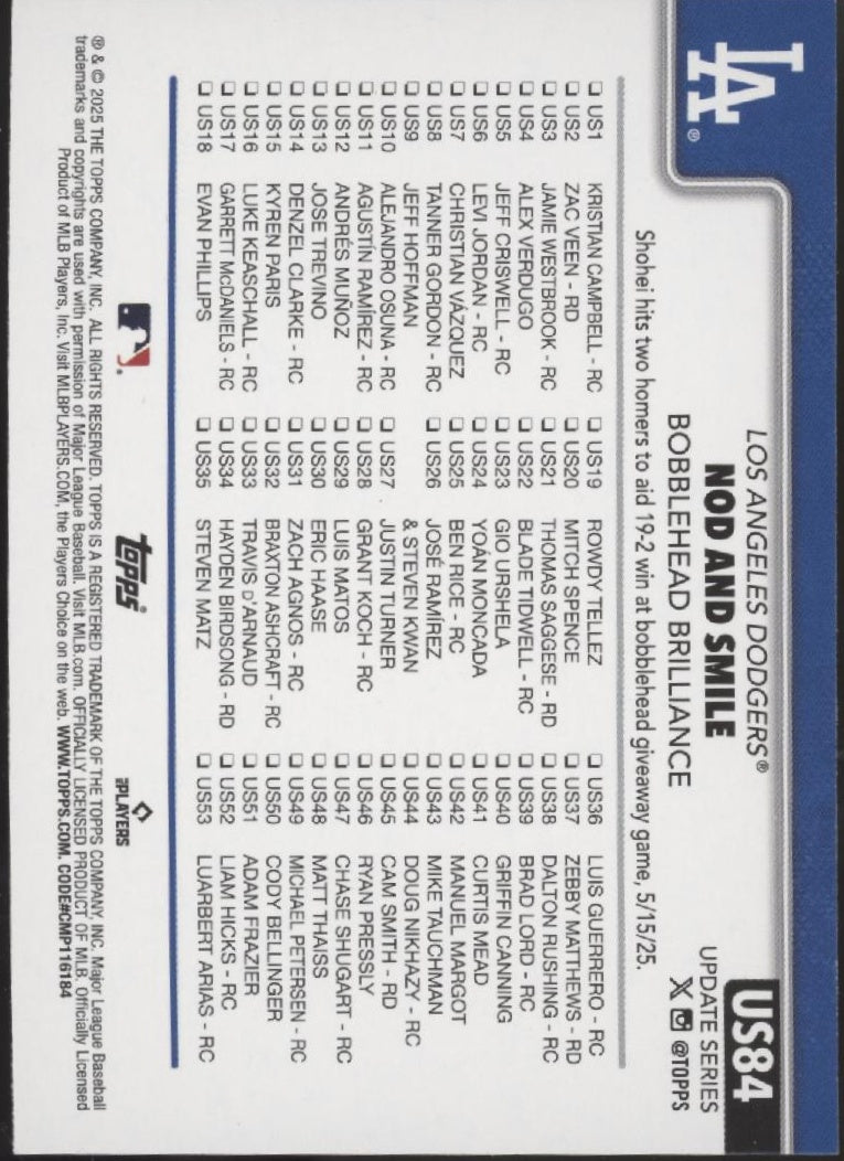 Nod & Smile 2025 Topps Update Series #US84