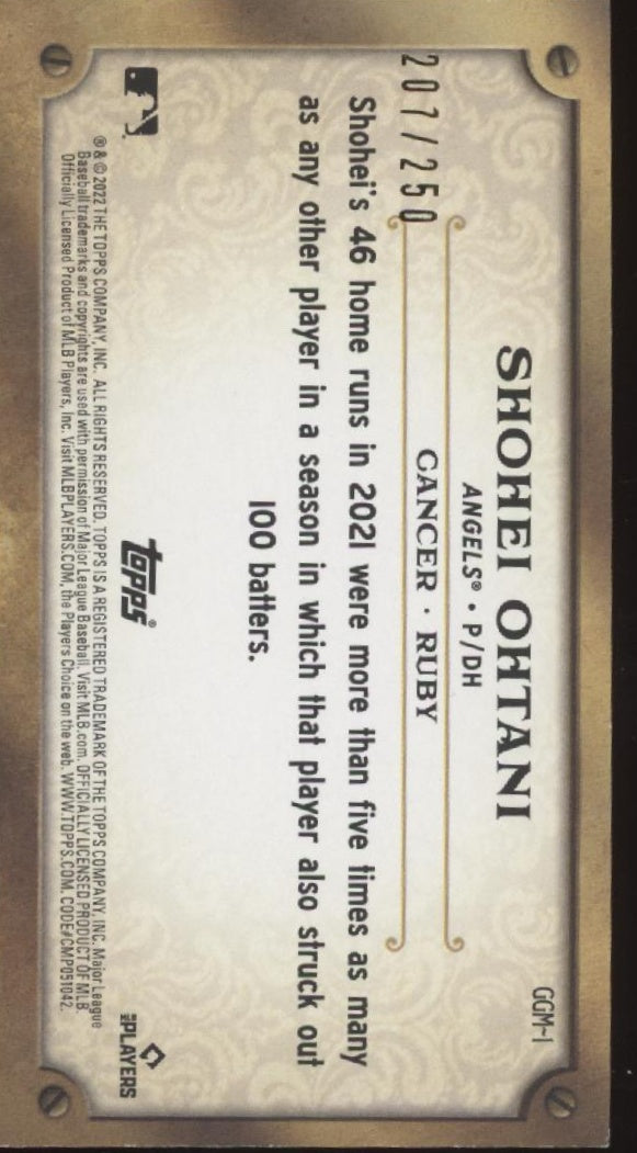 Shohei Ohtani 2022 Topps Gypsy Queen Gems Cancer Ruby 207/250 #GGM-1