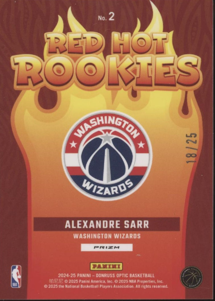 Alexandre Sarr 2024-25 Donruss Optic Red Hot Rookies Green International 18/25