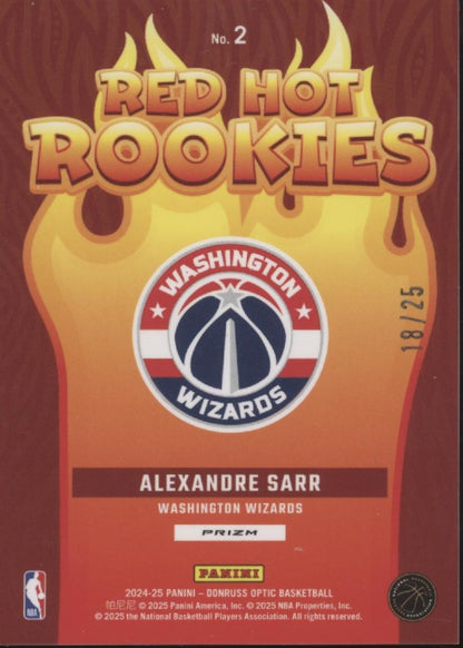 Alexandre Sarr 2024-25 Donruss Optic Red Hot Rookies Green International 18/25