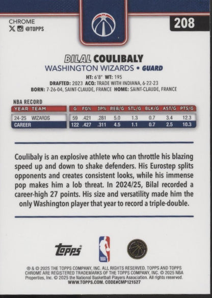 Bila Coulibaly 2025-26 Topps Chrome Purple Pulsar Refractor 02/75 #208