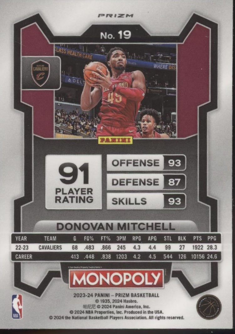 Donovan Mitchell 2023-24 Panini Prizm White Fast Break Prizm #19