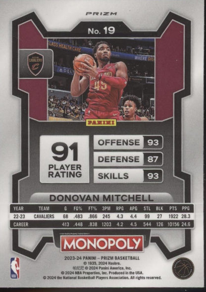 Donovan Mitchell 2023-24 Panini Prizm White Fast Break Prizm #19