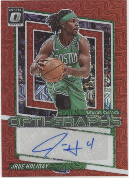 Jrue Holiday 2023-24 Panini Donruss Optic Opti-Graphs Red Mojo Prizm Auto