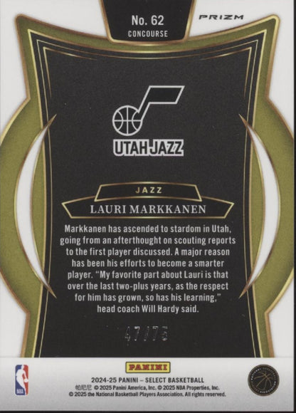Lauri Markkanen 2024-25 Panini Select White Fast Break Prizm 47/75 #62