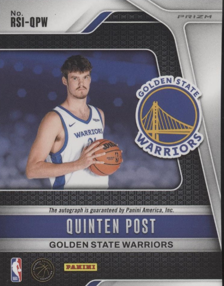 Quinten Post 2024-25 Panini Prizm Blue Wave Prizm RC Auto #RSI-QPW