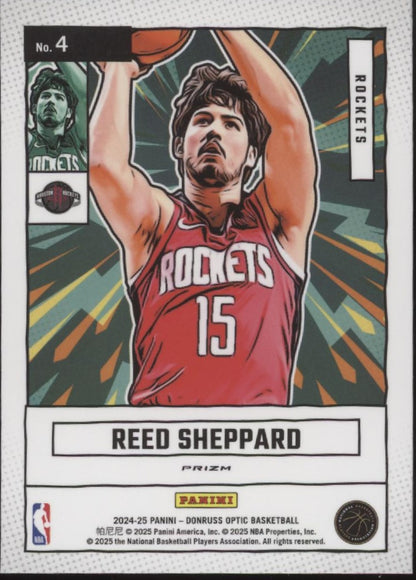Reed Sheppard 2024-25 Panini Donruss Optic Net Marvels Red Scope Prizm RC #4