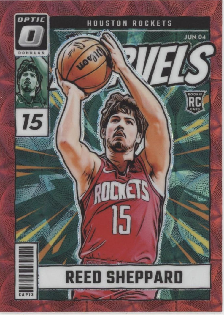 Reed Sheppard 2024-25 Panini Donruss Optic Net Marvels Red Scope Prizm RC #4