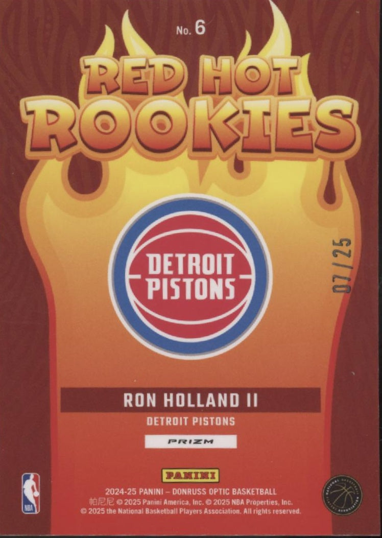 Ron Holland II 2024-25 Panini Donruss Optic Red Hot Rookies Green Int Prizm /25