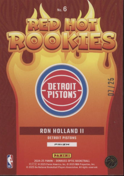 Ron Holland II 2024-25 Panini Donruss Optic Red Hot Rookies Green Int Prizm /25