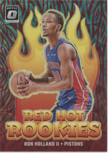 Ron Holland II 2024-25 Panini Donruss Optic Red Hot Rookies Green Int Prizm /25