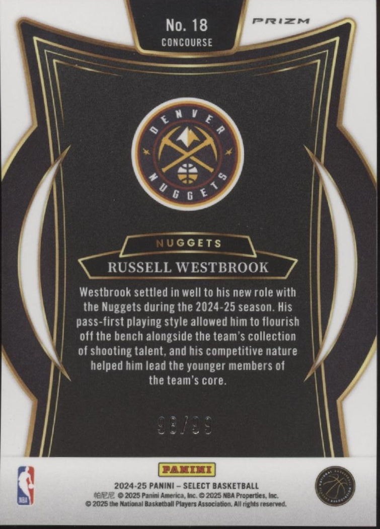 Russell Westbrook 2024-25 Panini Select Blue Camo Prizm 98/99 #18