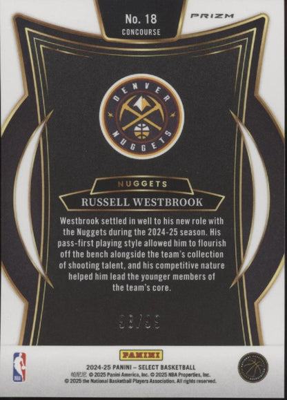 Russell Westbrook 2024-25 Panini Select Blue Camo Prizm 98/99 #18