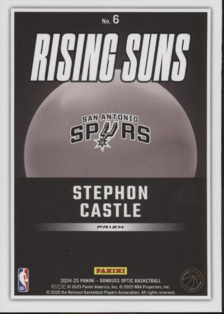 Stephon Castle 2024-25 Panini Donruss Optic Rising Suns Prizm RC #6