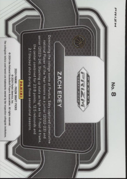 Zach Edey 2024 Panini Prizm Draft Picks Campus Legends Snake Prizm RC #8