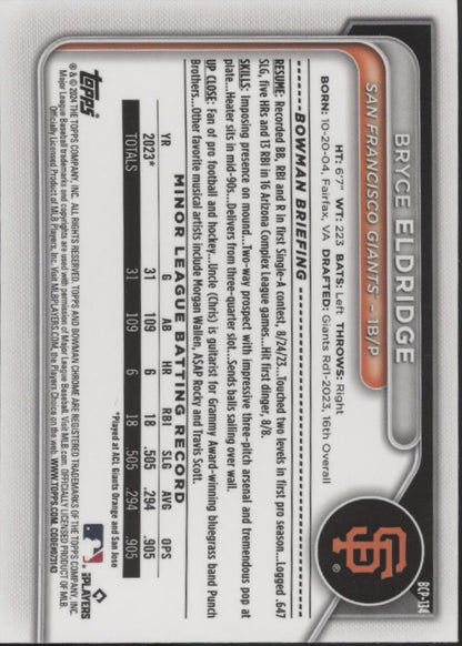 Bryce Eldridge 2024 Bowman Chrome Green Ice Refractor 61/99 #BCP-134