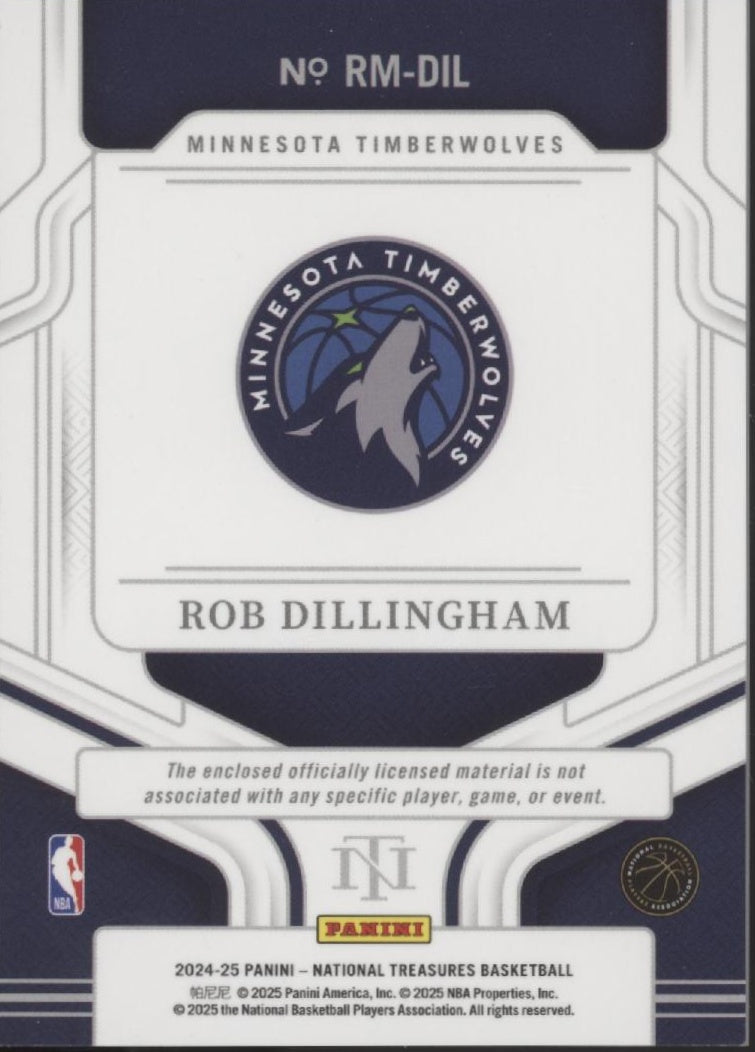 Rob Dillingham 2024-25 Panini National Treasures Swatch RC 34/99 #RM-DIL