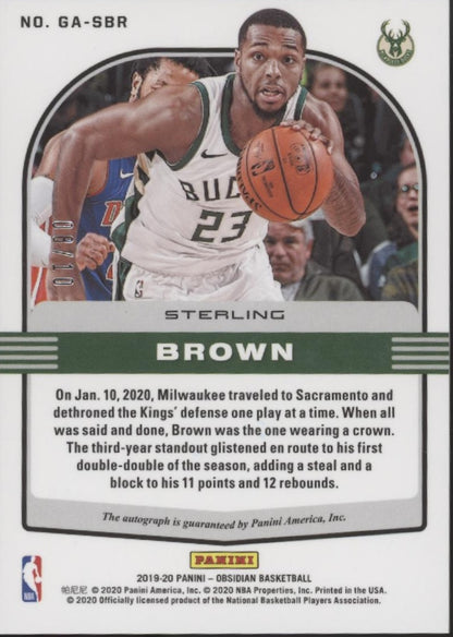 Sterling Brown 2019-20 Panini Obsidian Galaxy Auto 08/10 #GA-SBR