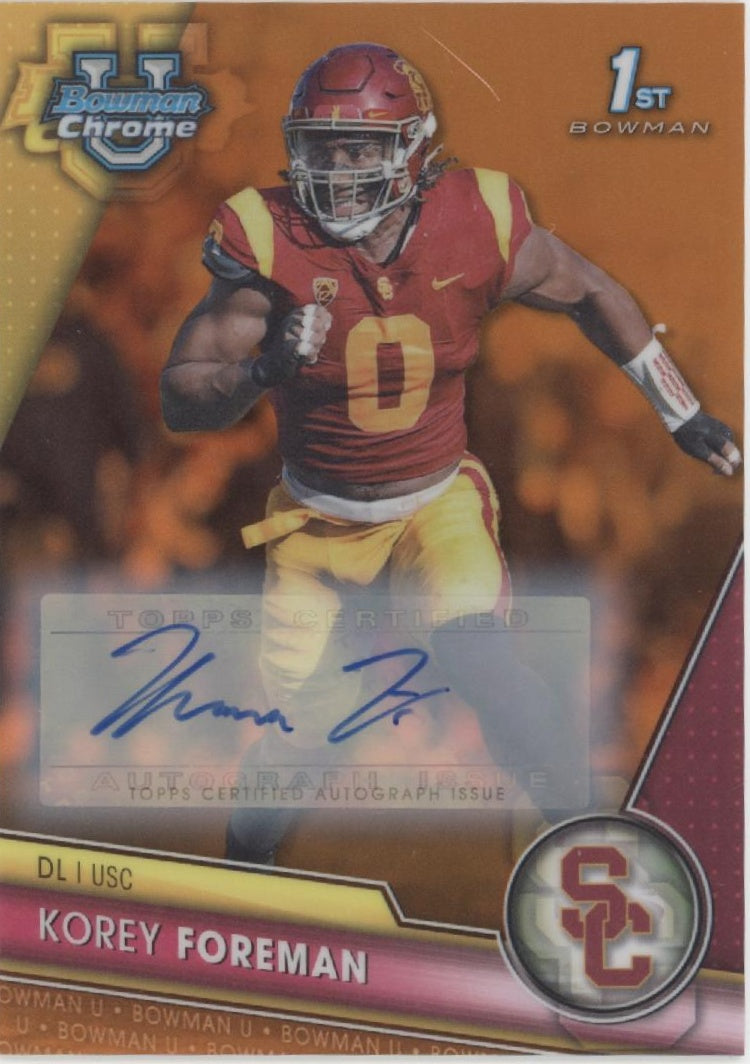 Korey Foreman 2023 Bowman Chrome University Orange Refractor Auto 04/25 #190