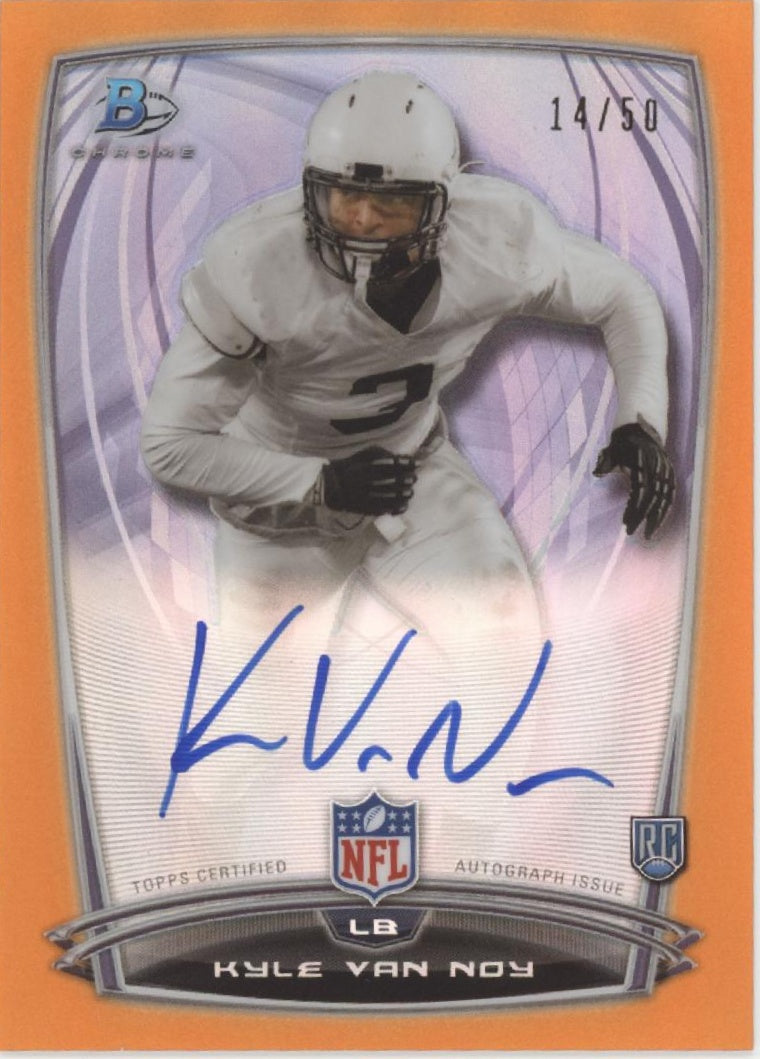 Kyle Van Noy 2014 Bowman Chrome Orange Refractor RC Auto 14/50 #24