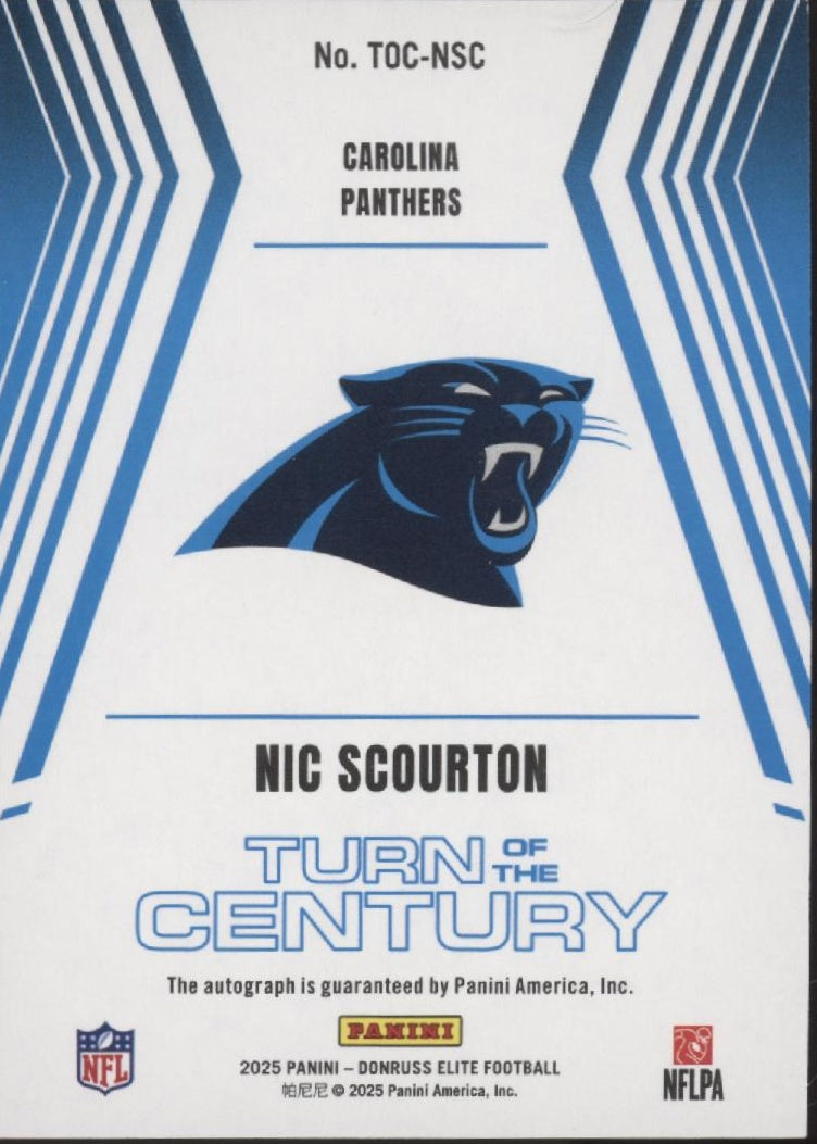 Nic Scourton 2025 Donruss Elite Turn of the Century Orange RC Auto 167/199