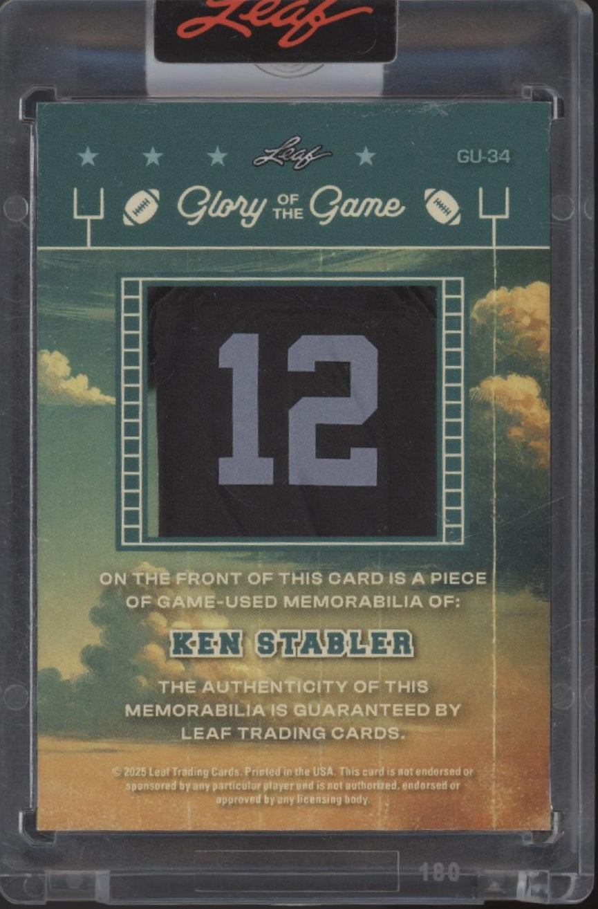 Ken Stabler 2025 Leaf Glory of the Game Swatch 4/7 #GU-34
