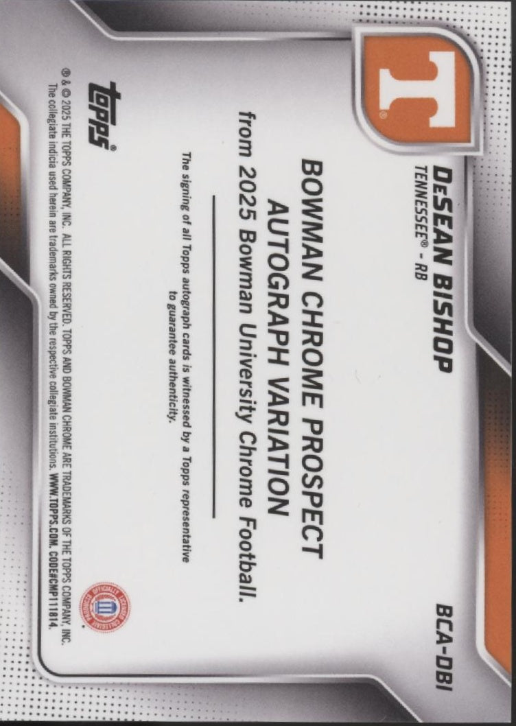 DeSean Bishop 2025 Bowman Chrome University Black & Gold Stealth Auto 06/25