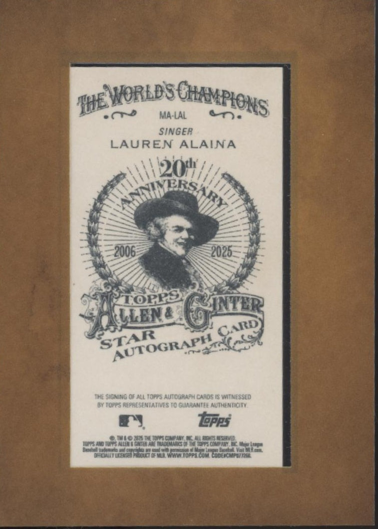 Lauren Alaina 2025 Topps Allen & Ginter Mini Framed Auto #MA-LAL
