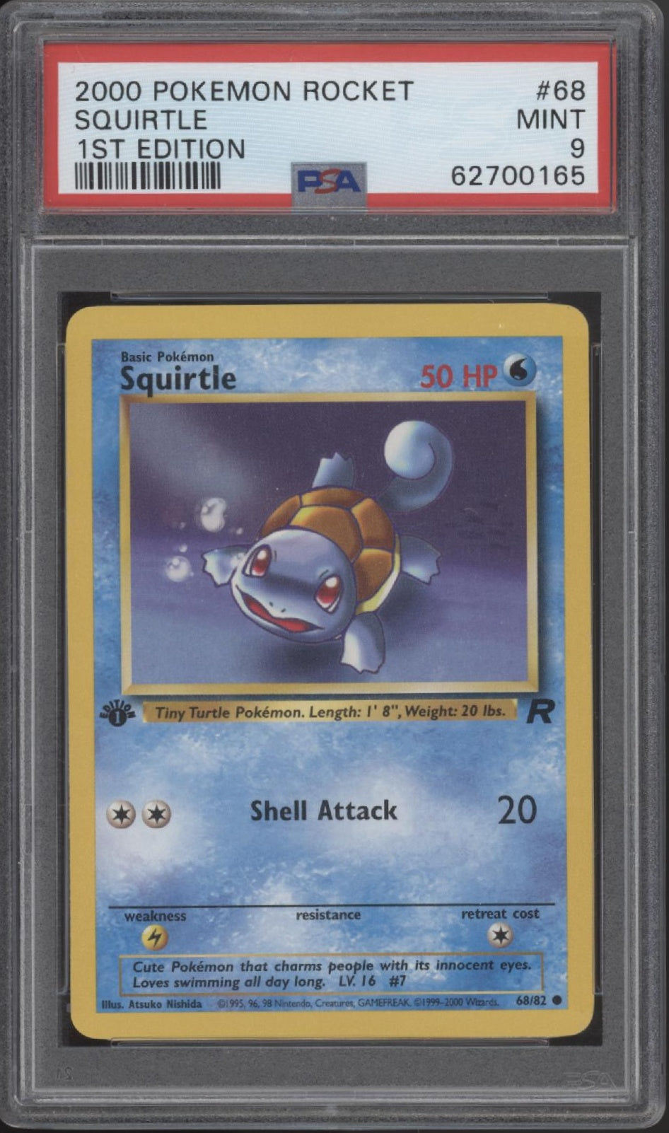 Squirtle Pokemon Team Rocket 1st Edition #68 PSA 9