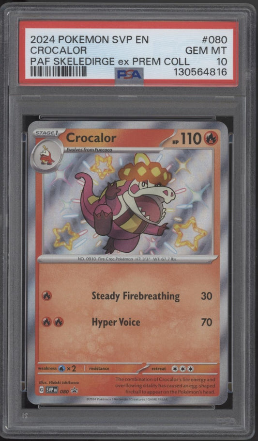 Crocalor Pokemon Paldean Fates Skeledirge ex Premium Collection #080 PSA 10