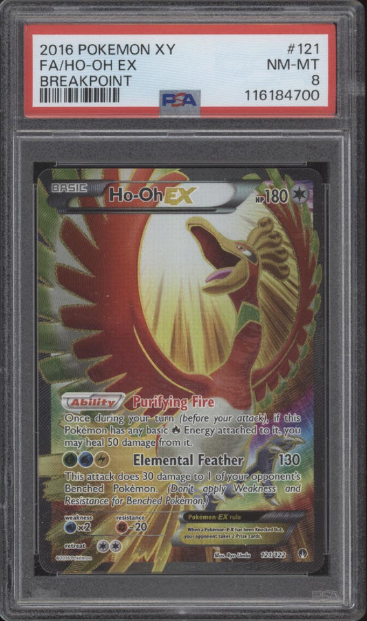 Ho-Oh ex Pokemon Breakpoint Full Art #121 PSA 8