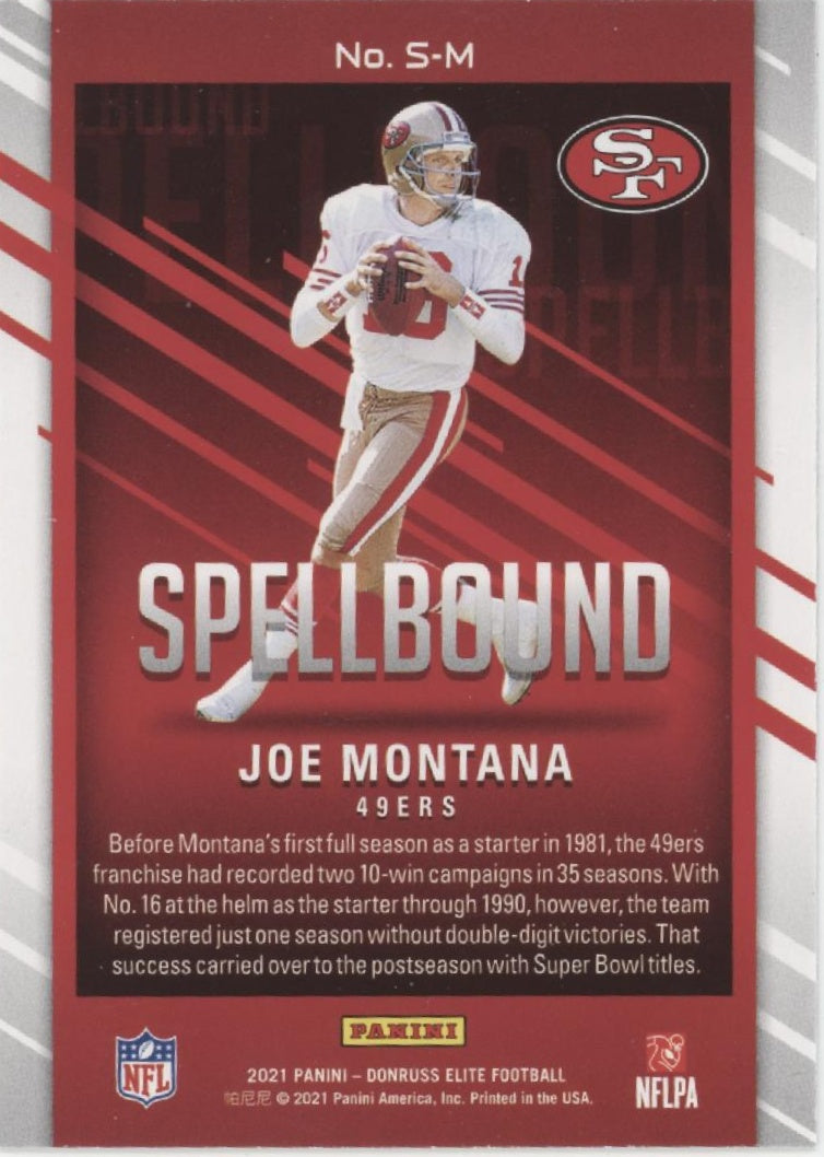 Joe Montana 2021 Panini Donruss Elite Spellbound "MONTANA" Lot