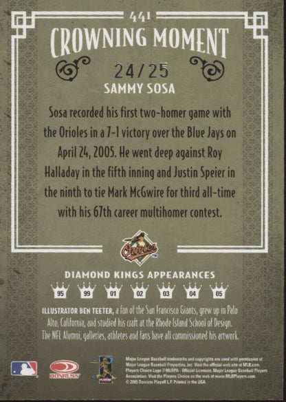 Sammy Sosa 2005 Donruss Diamond Kings Crowning Moment 24/25 #441