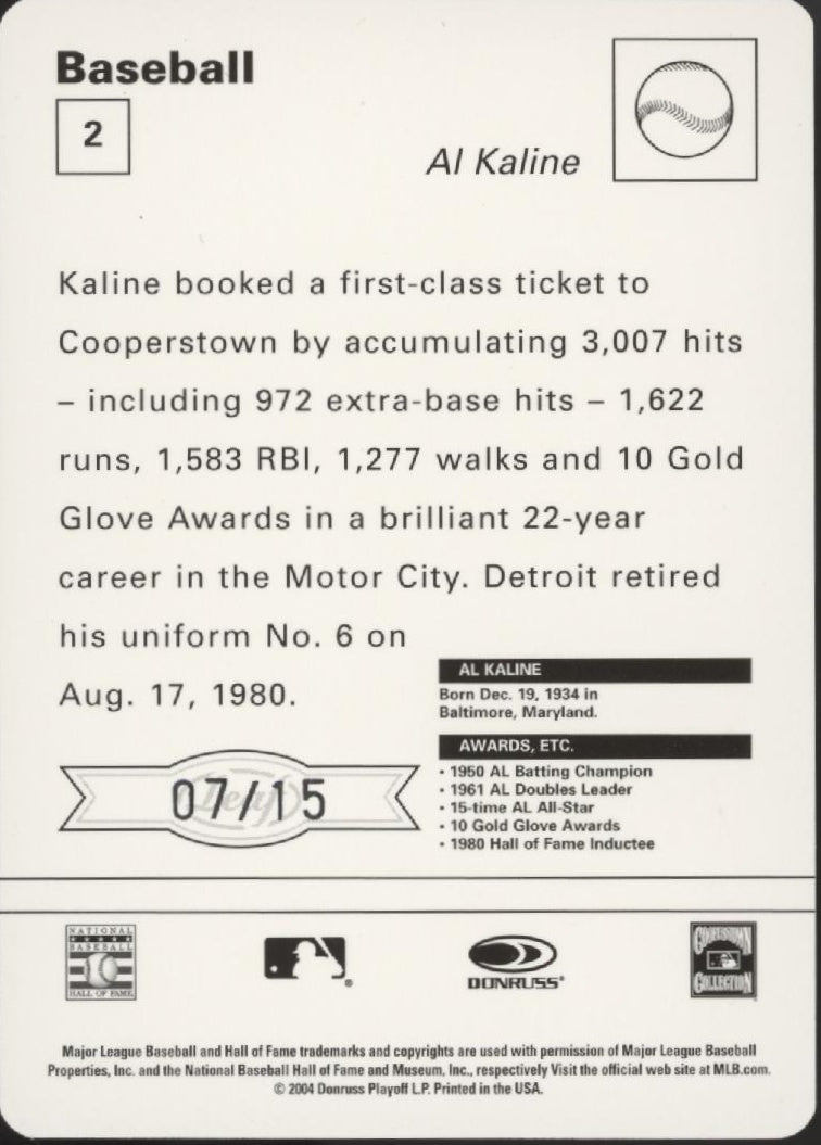 Al Kaline 2004 Donruss White 07/15 #2