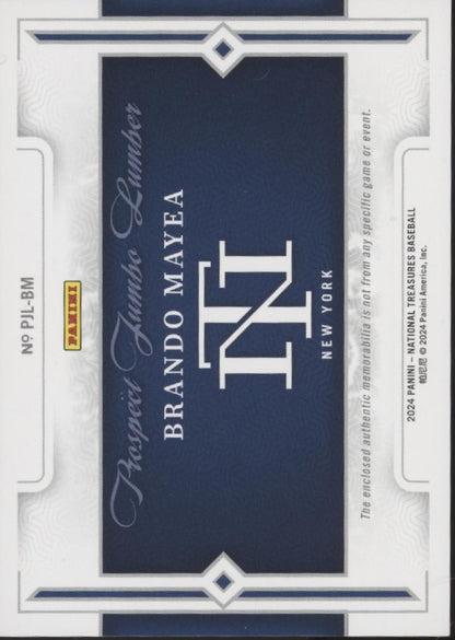 Brando Mayea 2024 Panini National Treasures Bat Relic 12/49 #PJL-BM
