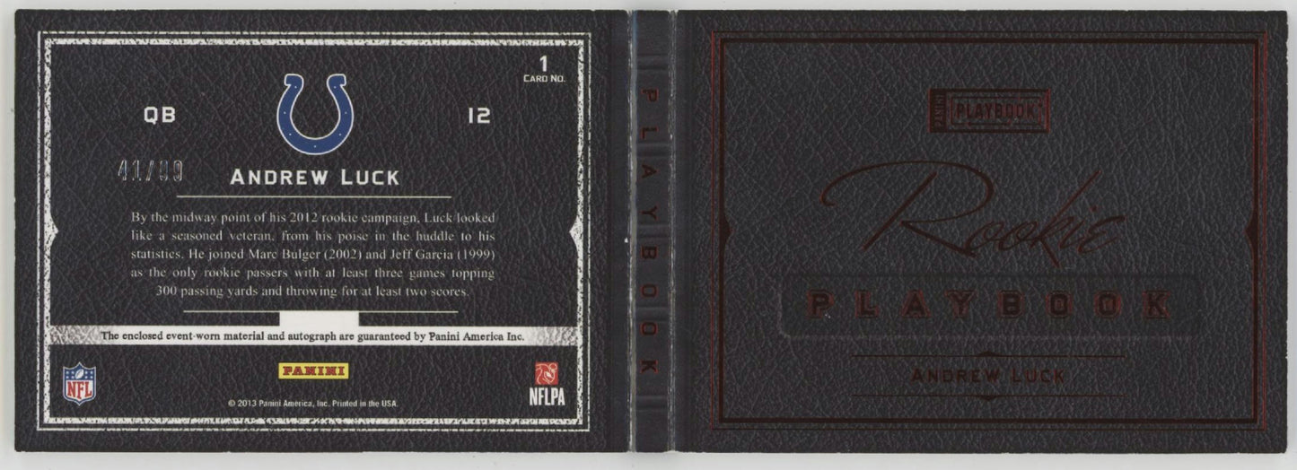 Andrew Luck 2013 Panini Playbook Red Swatch Auto 41/99 #1