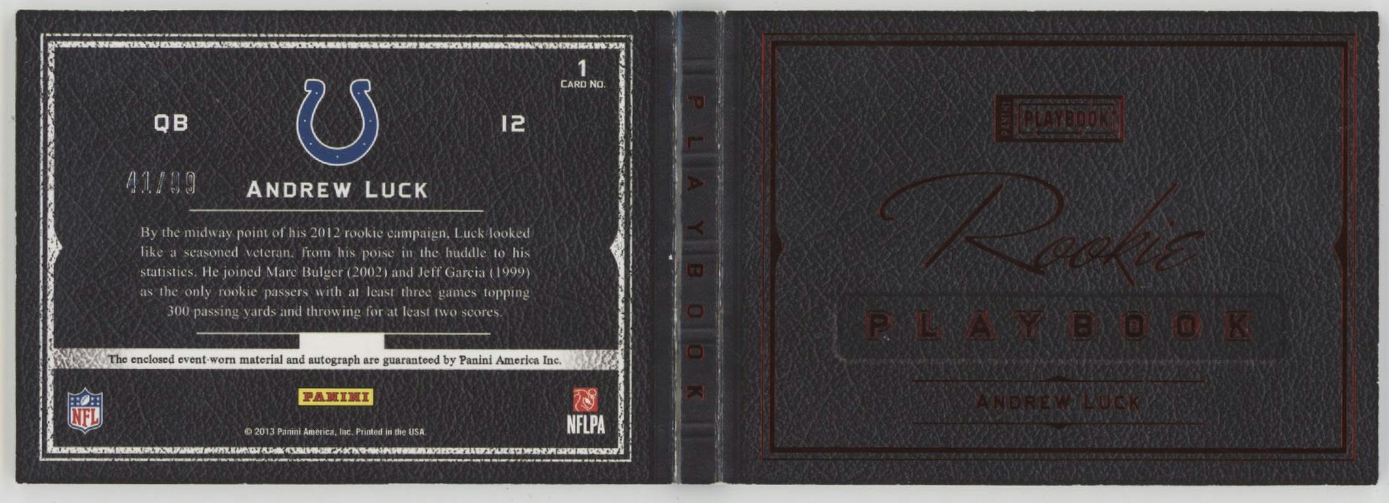 Andrew Luck 2013 Panini Playbook Red Swatch Auto 41/99 #1