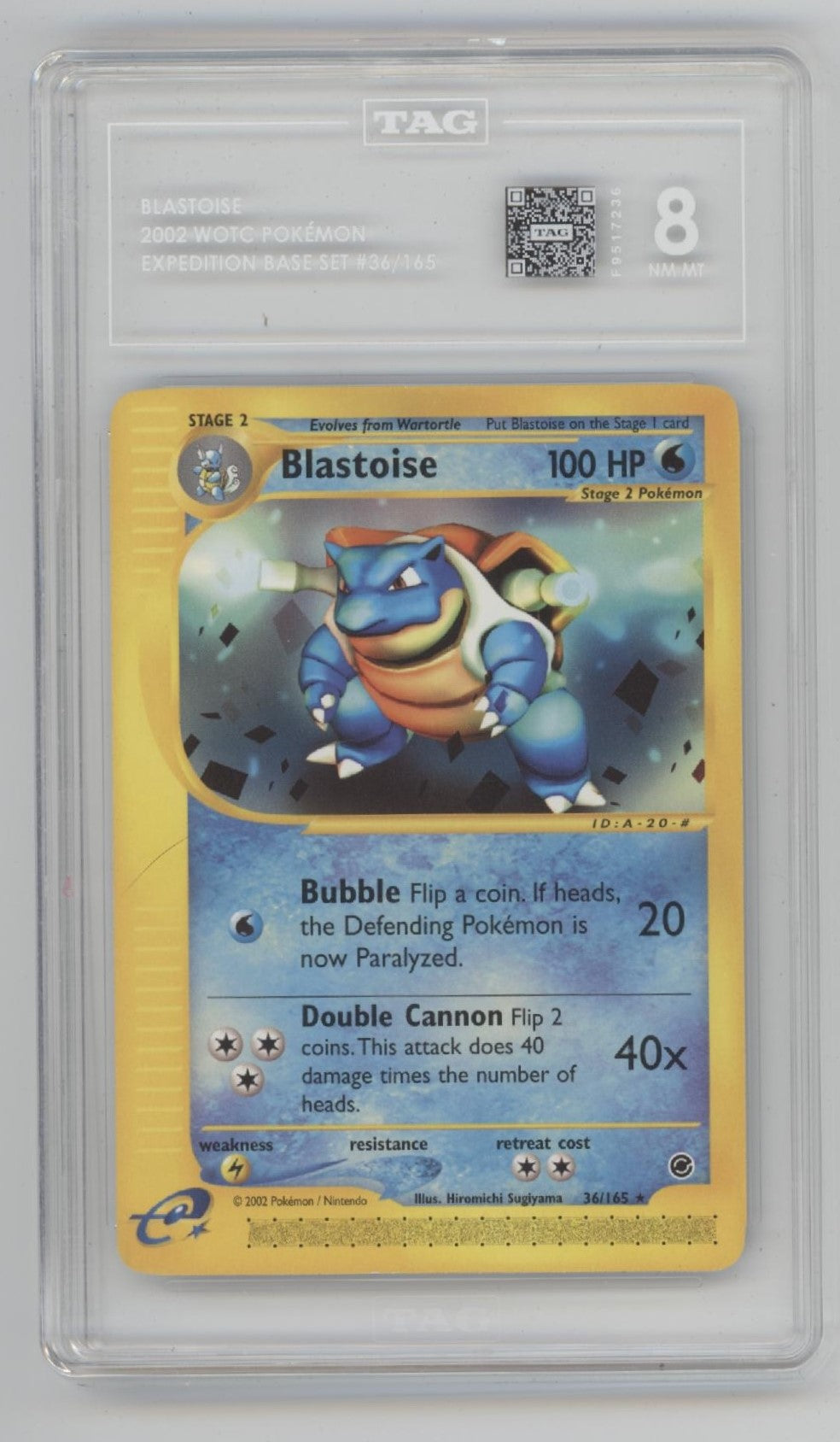 Blostoise Pokemon Expedition Base Set #36 TAG 8