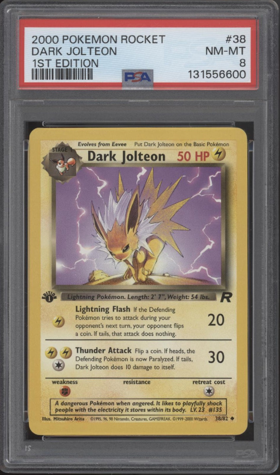 Dark Jolteon Pokemon Team Rocket 1st Edition #38 PSA 8